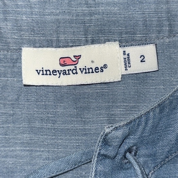 Vineyard Vines Chambray Flutter Sleeve Lace Up Denim Dress‎ Summer Evening - Picture 7 of 11